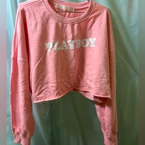 MISSGUIDED PLAYBOY OVERSIZED CROPPED SWEATER